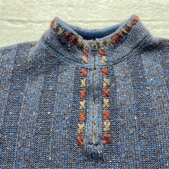 Woolrich 1/4 Zip Wool Blend Indigo Heather Pullover Sweater Size Large - Picture 6 of 11